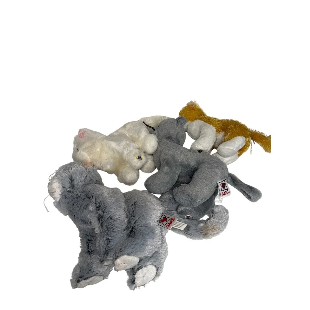 Ganz Webkinz Cat Plush Lot of 4 Ginger White Grey Tabby Stuffed Animal Toys
